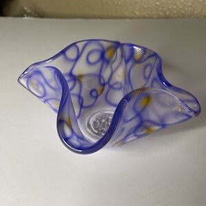 Gold and Purple Sculptural Glass Vase Accent